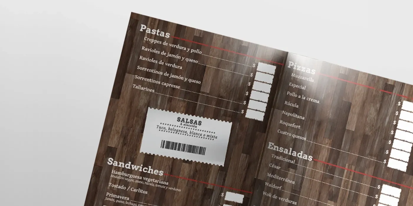 Diseño de menú para restaurant / Cruce 833 — imagen 2
