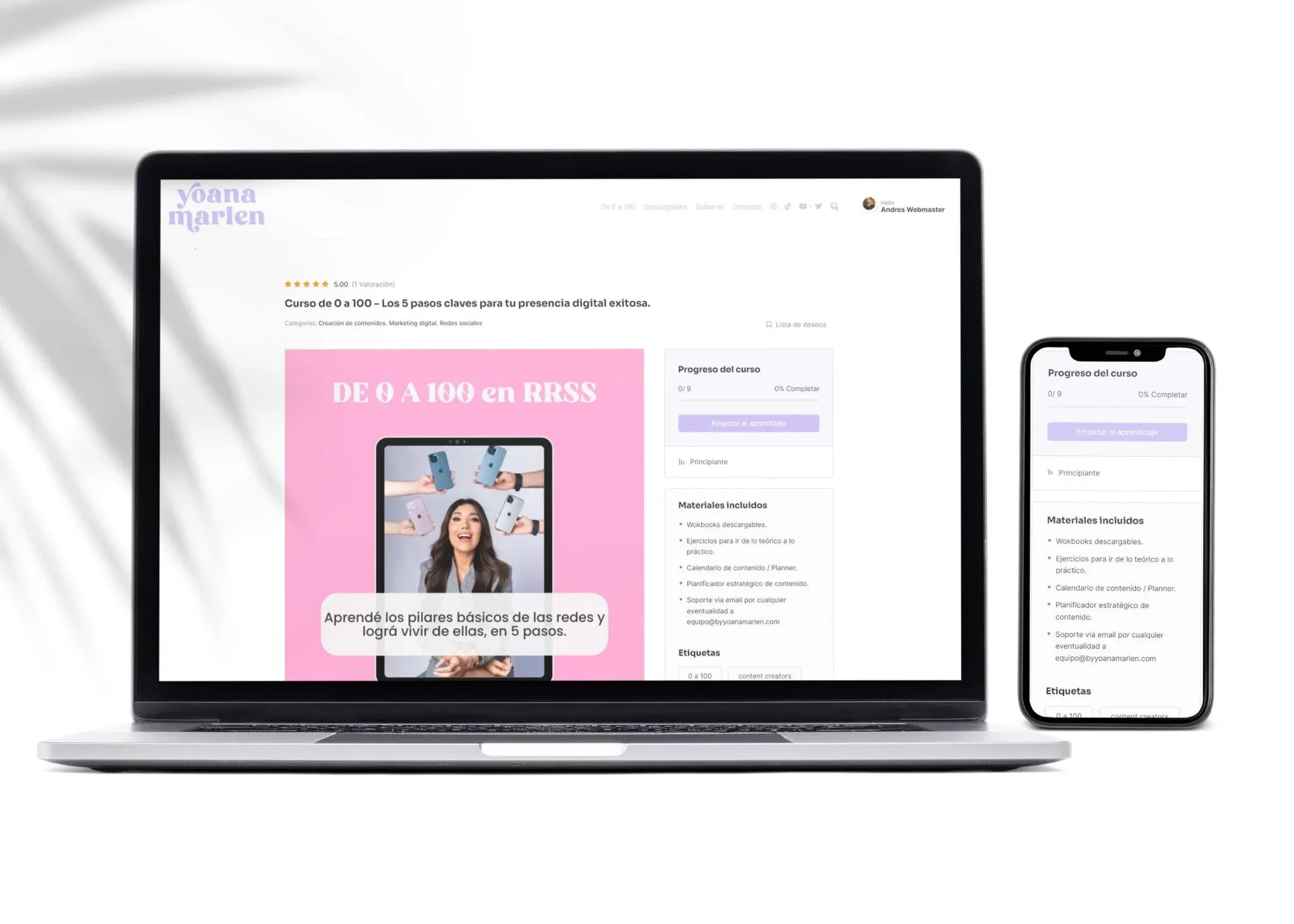 Sitio web con cursos online y descargables / Yoana Marlen — imagen 3