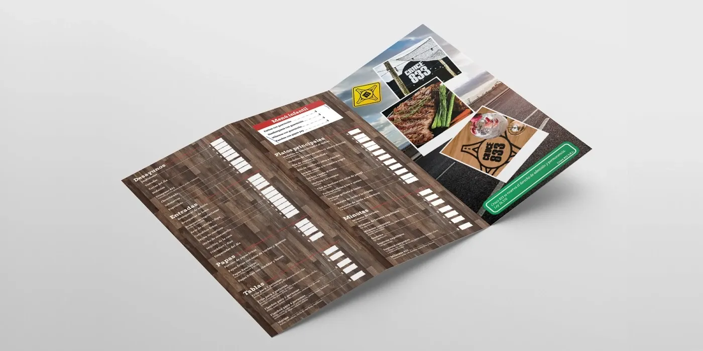 Diseño de menú para restaurant / Cruce 833 — imagen 3